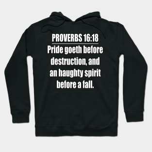 Proverbs 16:18 King James Version Bible Verse. Pride goeth before destruction, and an haughty spirit before a fall. Hoodie